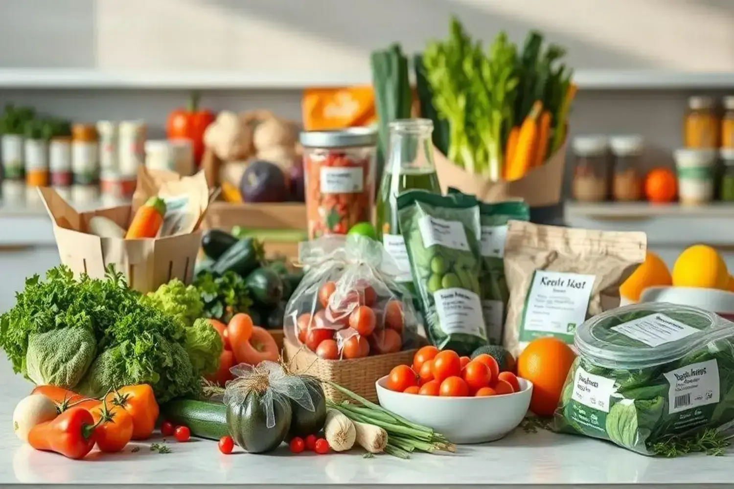 Mesa con variedad de verduras frescas coloridas, incluyendo lechuga verde esmeralda, zanahorias naranjas y tomates rojos, ideal para aperitivos vegetarianos.